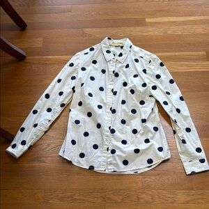 Navy  Polka Dot Button-Up Shirt